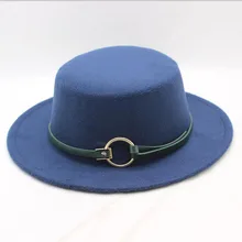 Осень Зима шерстяной ремень пряжка верхняя часть купола шляпа для женщин фетровая мягкая фетровая шляпа с широкими полями шляпа Laday Bowler Gambler топ шляпа