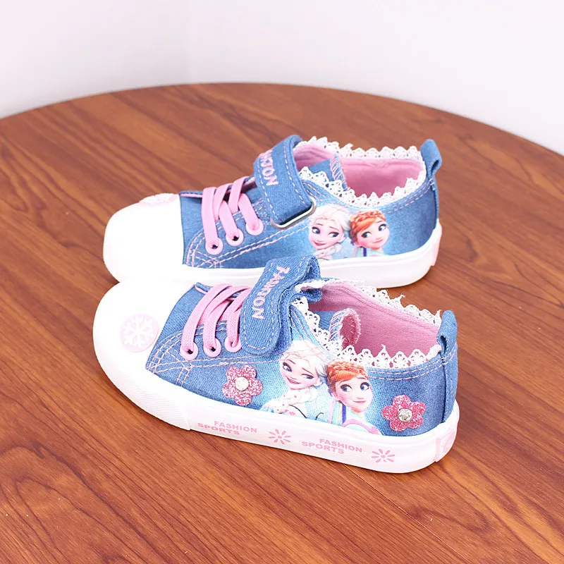 Skup 2019 wiosenne letnie dziewczęce brezentowe buty dziecięce obuwie dziecięce głęboki dekolt sneaker dziecięce buty dżinsowe elsa anna śnieg 3 do 14 lat