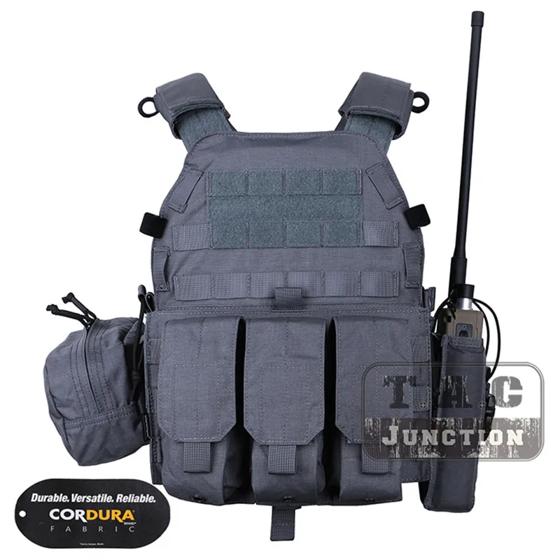 EmersonTactical страйкбол Жилет Модульный MOLLE LBT 6094A тарелка Перевозчик с Тройным Mag Чехлы и радио мешок, аксессуары мешок EM7440 - Цвет: WG