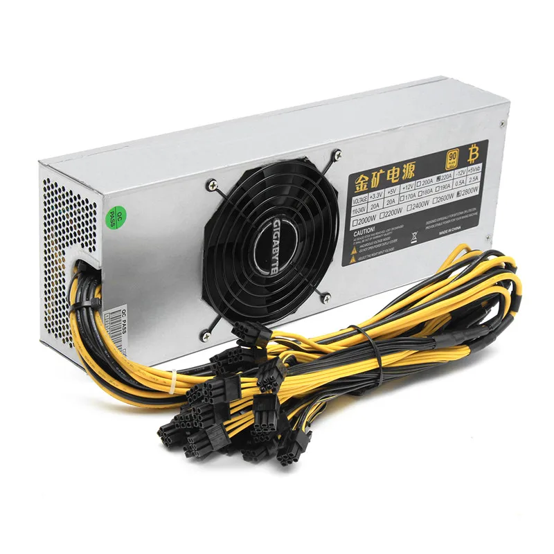 

12V 220A Mining Miner Power Supply 2800W 95% 90+ PLUS 6pin*24 For BTC Bitcoin Miner Eth Rig Ethereum S7 S9 L3/+