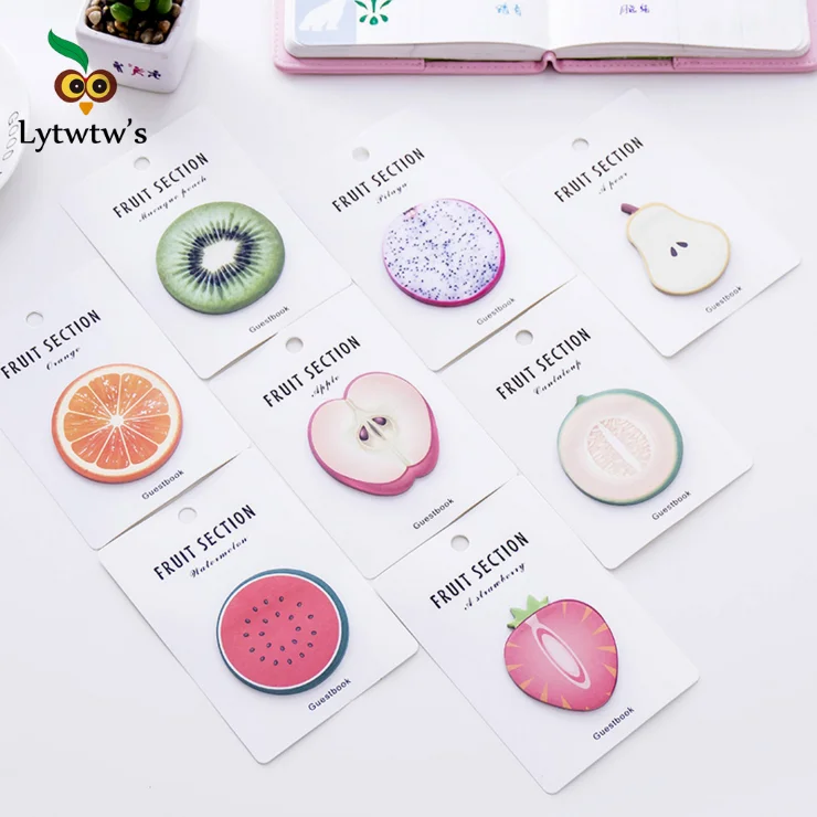 

5 Pcs Lytwtw's New Korean Kawaii Fruit Notes Creative Post Notepad DIY Memo Pad Office Supplies School Stationery