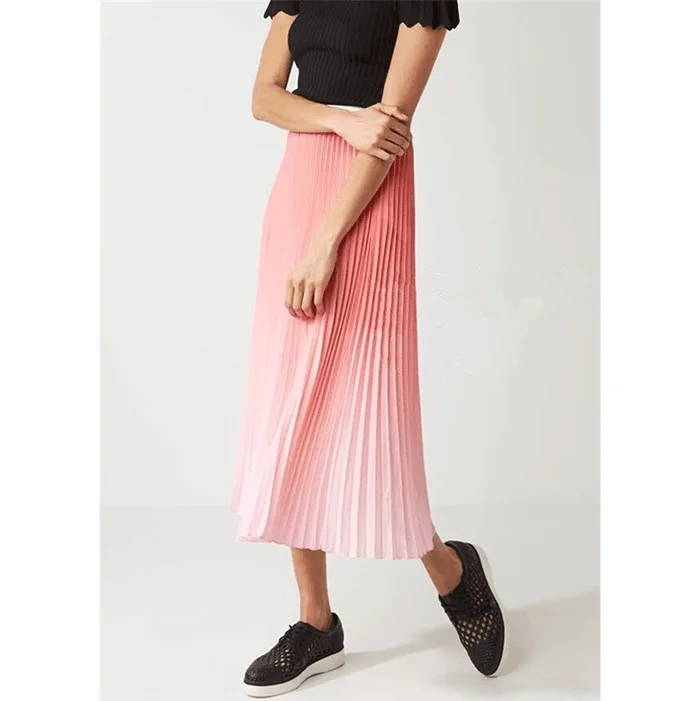 

Women Skirt 2019 Spring and Summer New Simple Gradient Pleated Skirt