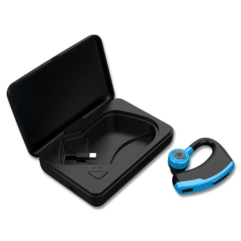 Быстрая зарядка V10 Handsfree бизнес Bluetooth 5,0 наушники микрофон Голосовое управление беспроводная гарнитура для вождения шумоподавление PK V9 - Цвет: Blue-with charge box