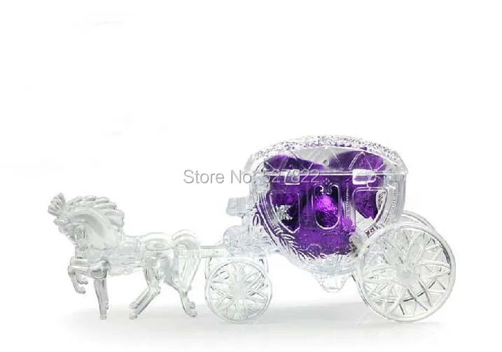 100pcs Fairy Tale Carriage Wedding Favor Box Boxes Carriage Candy Box Gift Box Transparent Boxes with PVC Packing Free Shipping