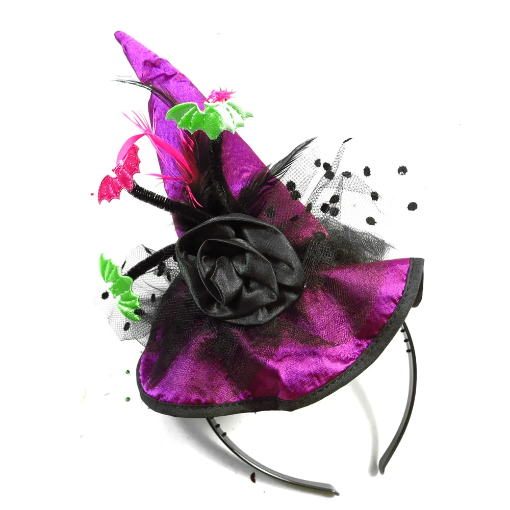 Вечерние украшения, год, шляпа ведьмы на Хэллоуин, повязка на голову, праздничные вечерние принадлежности, забавное украшение, рождественский подарок - Цвет: Purpleflower