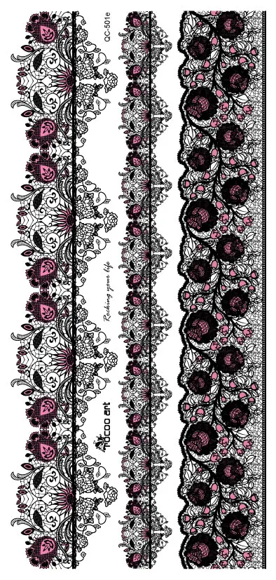 1 шт Белый Черный хна татуировки сексуальный кружевной чулок арабские Индийские розы бабочка лук флэш свадебные художественные краски на руку руки ноги - Цвет: LS501
