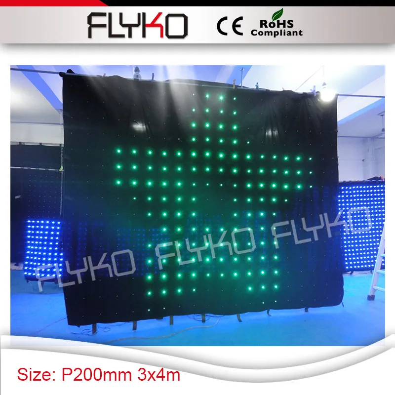 

Hot dimension top selling vision backdop P20cm soft fireproof black cloth led flexible curtain stage drop 10ft by 14ft