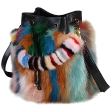 Новинка, женская сумка из натуральной кожи с мехом, женские сумки-мессенджеры на плечо, сумка-мешок с перекрестной цепочкой, зимняя мягкая женская дизайнерская сумка