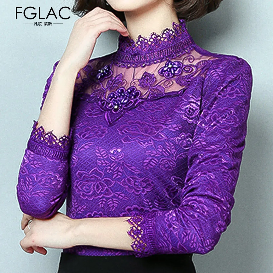 Blouse women tops 2019 lace shirt autumn plus size women blouse shirt long sleeve top casual women blouses elegant blusas