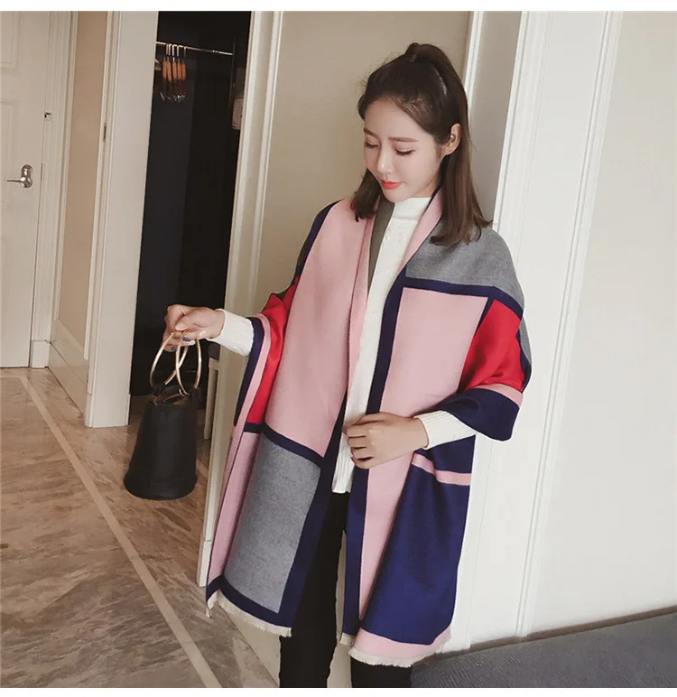 

Chanycore Coloured Butterfly Knot Fashion Winter Scarf Cashmere Woman Scarf Coloured Double-sided Warming and Thickening Scarf L