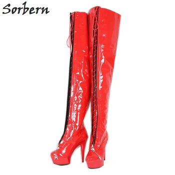 

Sorbern Women Boots 15cm Helels Botas Mujer Over Knee Length Patent Leather Bottes Femme 2019 Fashion Womens Boots