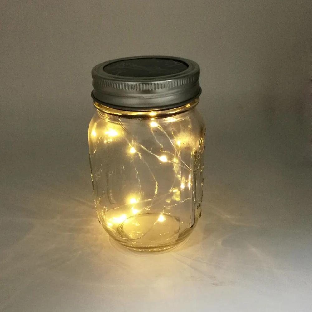 10/20LED солнечные крышки вставить свет шнура декор сада лампы для Mason Jar