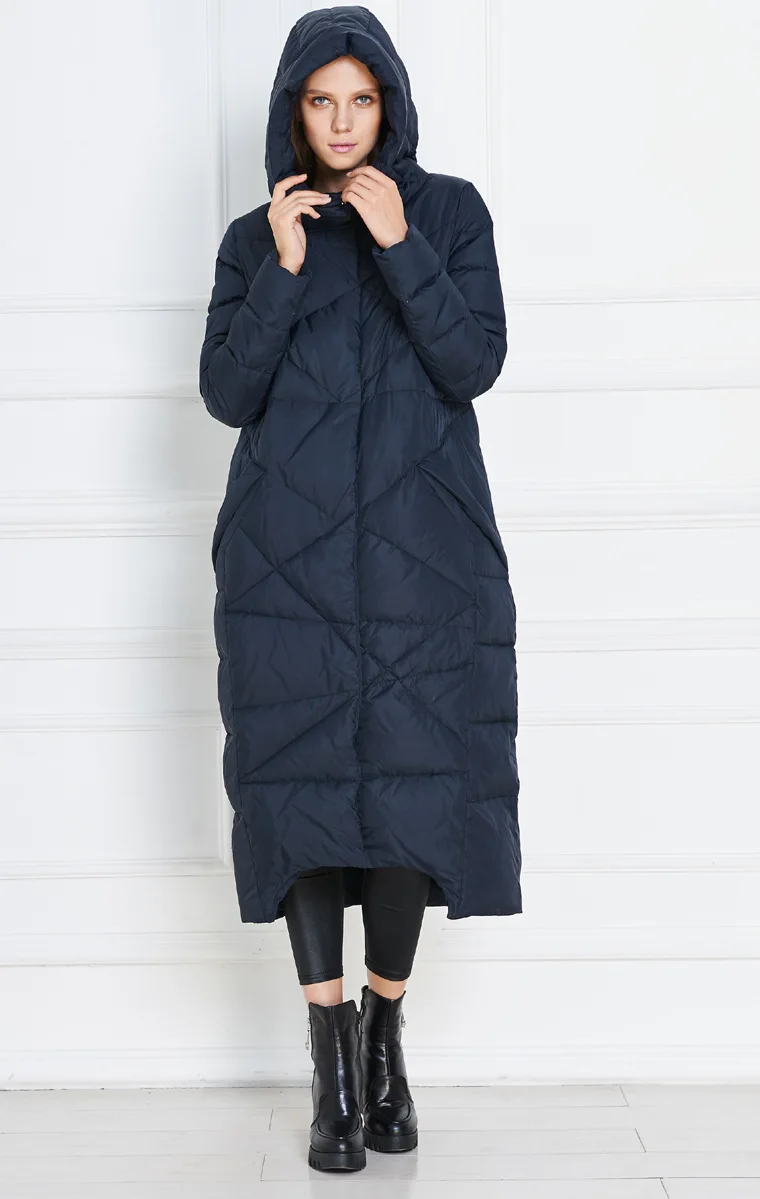 Новинка зимы, Модный женский длинный пуховик с капюшоном, Женское пальто для беременных cnavy, синий теплый пуховик, верхняя одежда, хорошее качество
