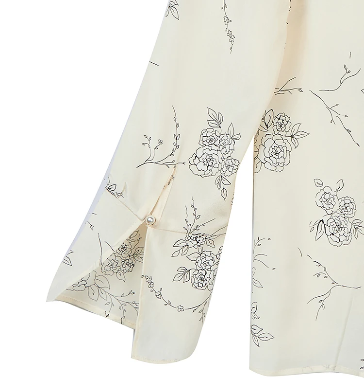 Tendencia Impresa Otoño Mujeres Natural Tela 2018 Mujer Seda Nueva Larga Floral Manga Crepe Pura De Camisa 100 xw7P8aqw