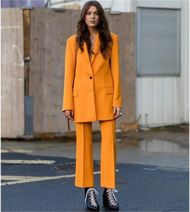 

Yellow Business Pant Suits for Women Plus Size Ladies Single Breasted Blazer with Pants Women's Work Pantsuit Custom Made