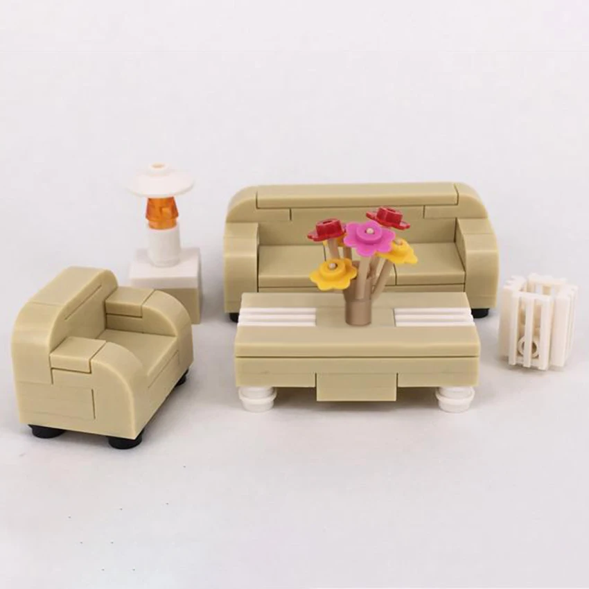 Living Room Furniture Sofa Table Chair Block Building Blocks Legoingly City MOC Accessories Bricks DIY Toys for Children (5)