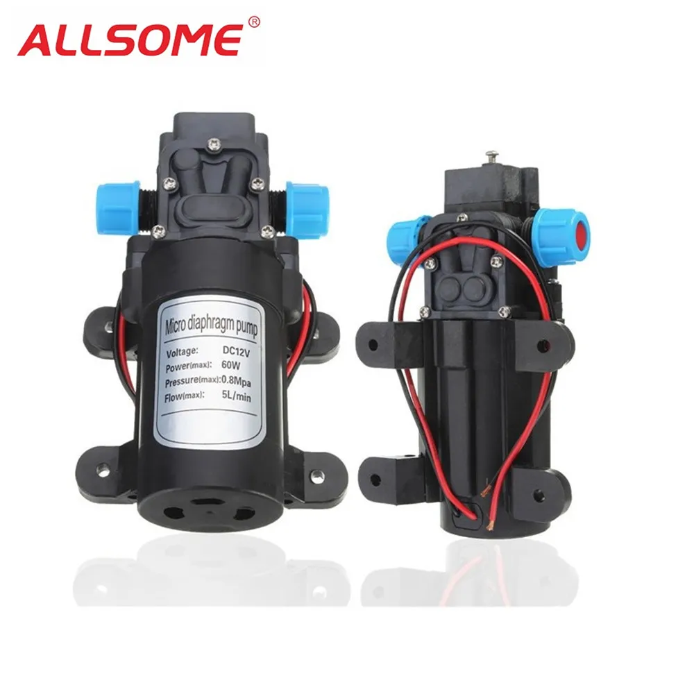 

ALLSOME DC12V 24V 60W 5L/Min Motor High Pressure Micro Diaphragm Water Self Priming Pump For Water Purifier Pressurizer Boat