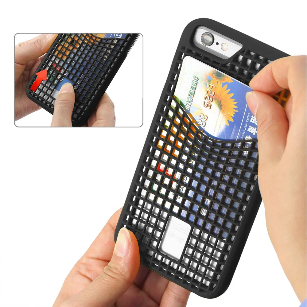 

WOWCASE Hollow Cases For iPhone 6 6s Card Slot Gird Full Body Protector Back Cover Case For iPhone 6 s Mobile Phone Cases Coque