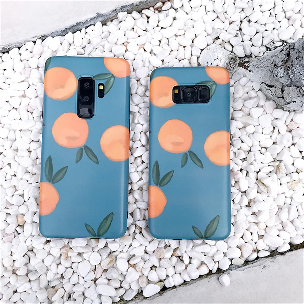 

Cases For Samsung Galaxy S7Edge S8 S9 Plus Summer Fresh Orange Pattern Phone Case For Note8 New Matte Soft TPU Back Covers Funda