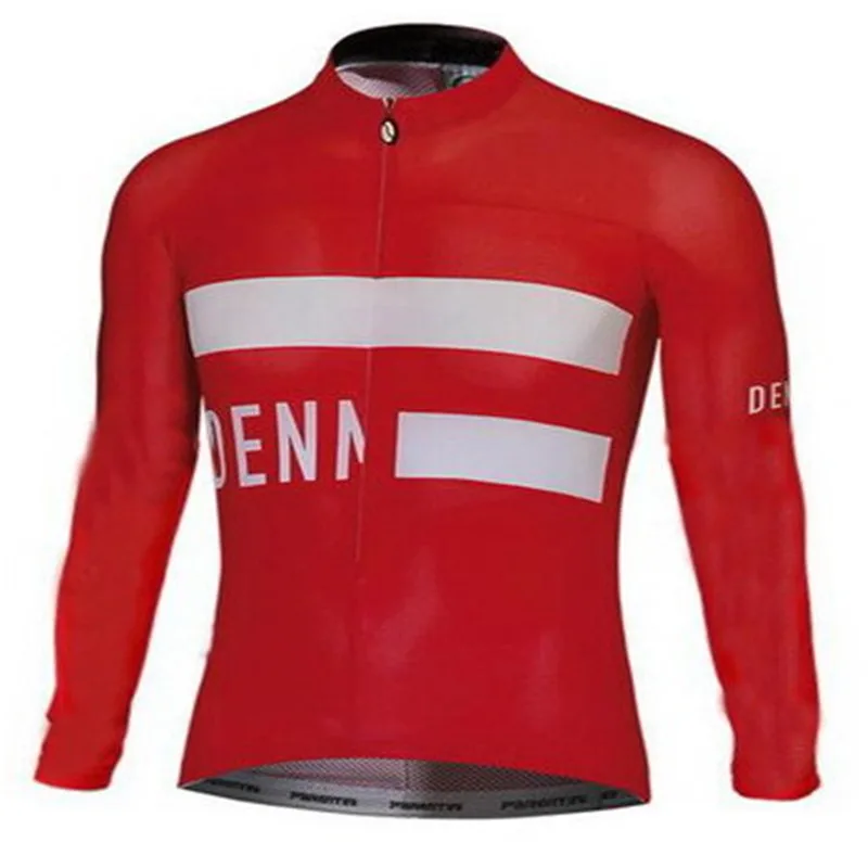 Denmark Team Winter Thermal Fleece Long Sleeves Cycling Jersey Outdoor