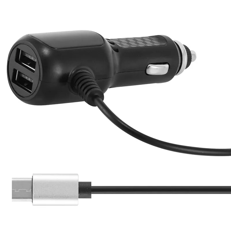 SOONHUA двойной usb порт автомобильное зарядное устройство адаптер 5 в 2,4 A быстрая зарядка Универсальный зарядный кабель для Android Apple type-C - Тип штекера: Type-C