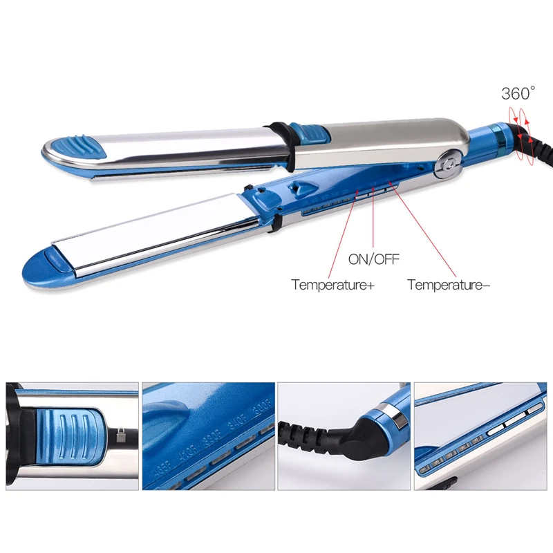 

Salon Nano Titanium Hair Straightening Flat Iron Ceramic Iron Irons Curling Iron Curler LED Display Electric Straightener
