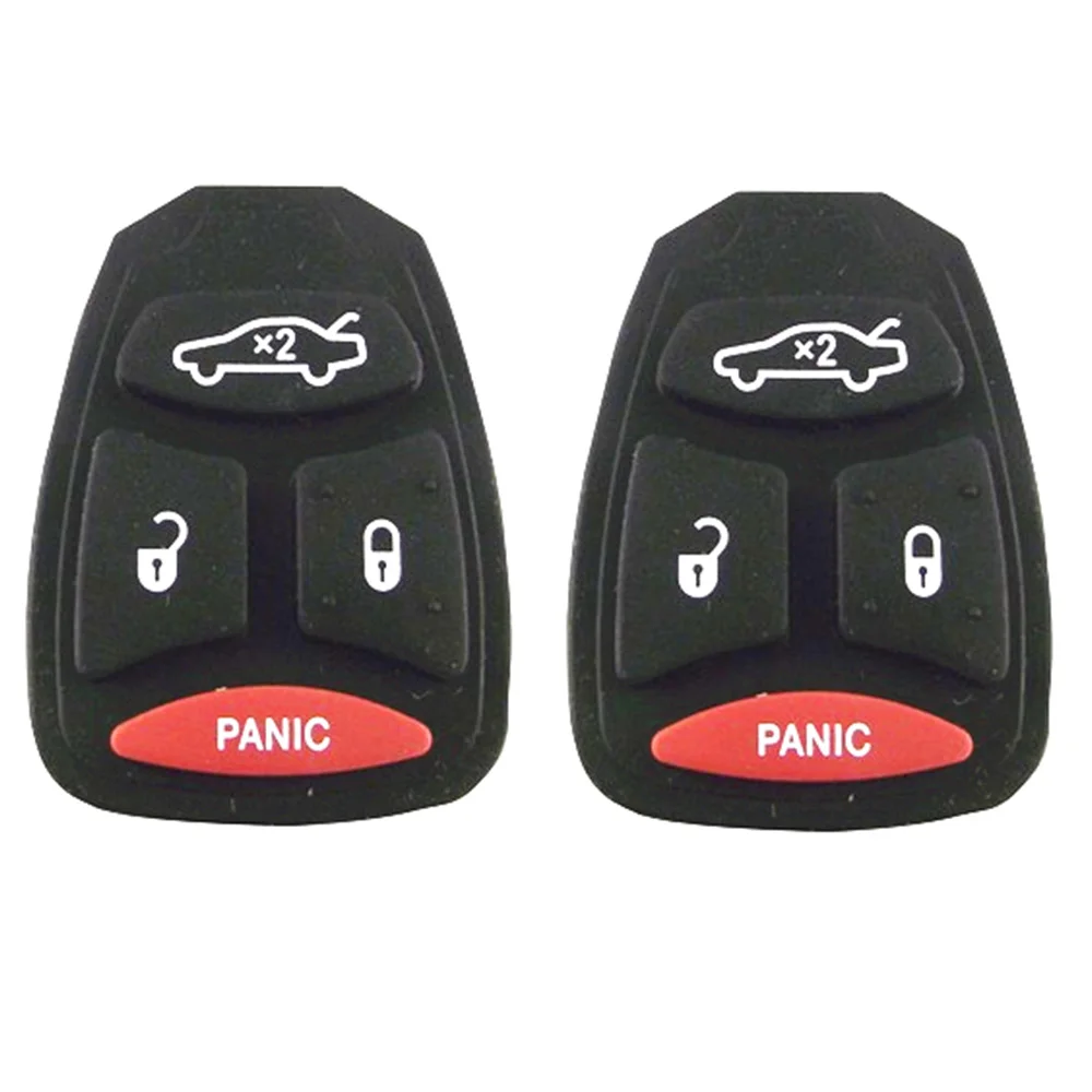 

2pcs Replacement Key Car Shell Repair Remote Key Case Shell Cover 4 Button Rubber Pad For Dodge Jeep Chrysler Aspen