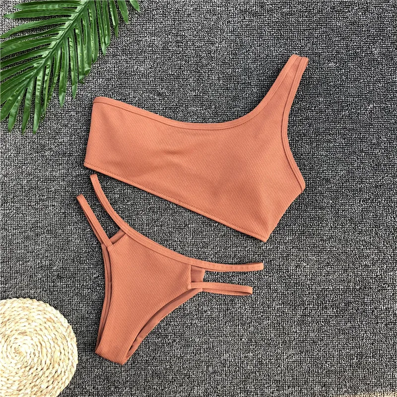 Бикини 2018 бикини для женщин Biquinis Feminino сексуальный однотонный купальник на одно