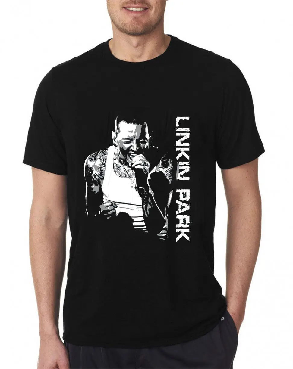 

CHESTER BENNINGTON, LINKIN PARK BLACK T-SHIRT Normal Short Sleeve Cotton T Shirts Men Short Sleeve Tee Printing