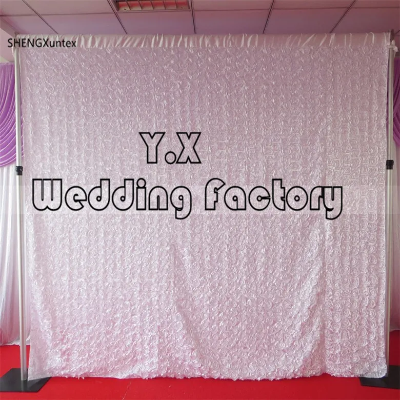 

White Color Satin Rosette Wedding Backdrop Curtain \ Stage Background for meeting or photograph wall