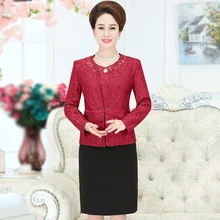 2 шт. Высокое качество Новинка Осень Зима Женское модное платье костюм среднего возраста мать размера плюс тонкий красный