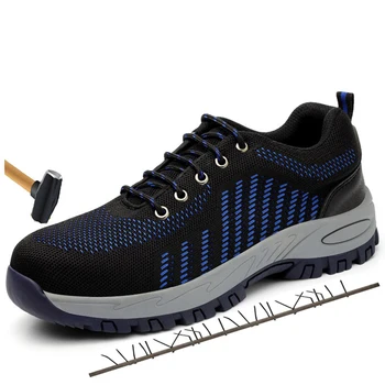 

Men's Breathable Mesh Steel Toe Protective Work Shoes Anti-slip Men Outdoor Puncture Proof Safety Shoes Plus Size 47.48