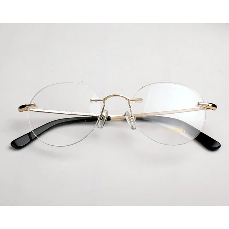 Prince's mirror round rimless glasses frame punch myopia optical 5340 the trend vintage ultra-light all-match eyeglasses | Аксессуары