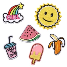 

Sunshine Rainbow Patches For Clothing Iron On Embroidered Appliques DIY decorative Patches For clothes Fabric Badges