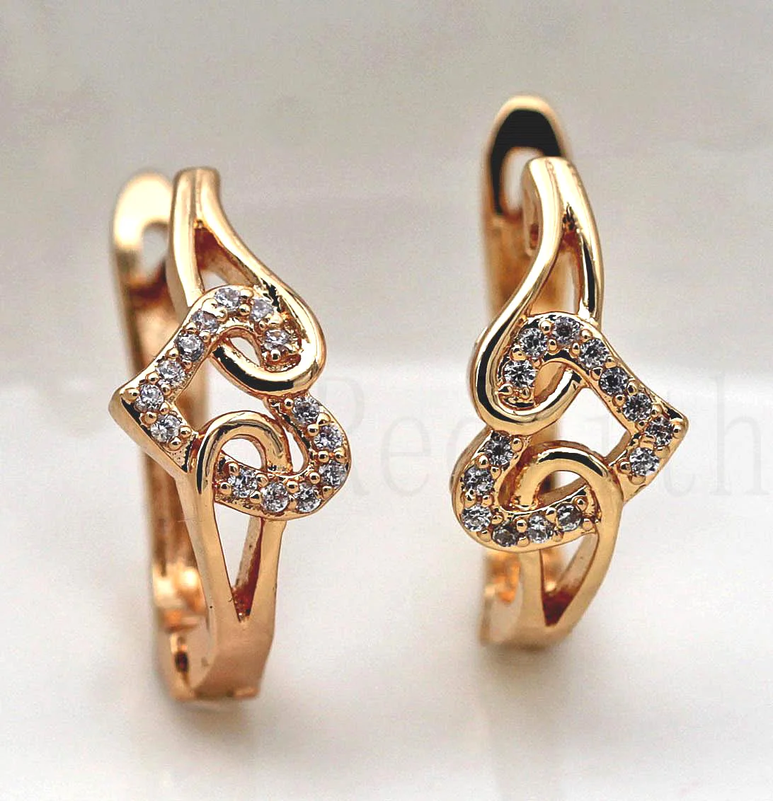 

Cute Sweetheart Women Earrings Gold Filled Heart shape Hoop Earrings with Cubic Zircon Circle Romantic Earring Wedding Jewelry