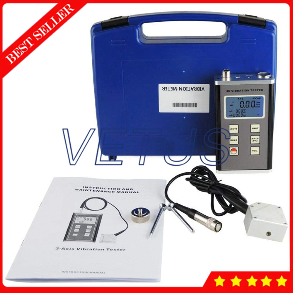 

VM-6380 Digital Vibration Meter 3-Axis Piezoelectric Accelerometer Sensor Vibrometer Meter