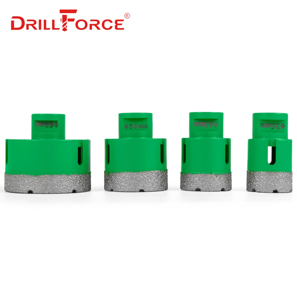 Drillforce Набор пил с 4 алмазными отверстиями 35/40/50/68 мм M14 прочный Carborundum Ceramics