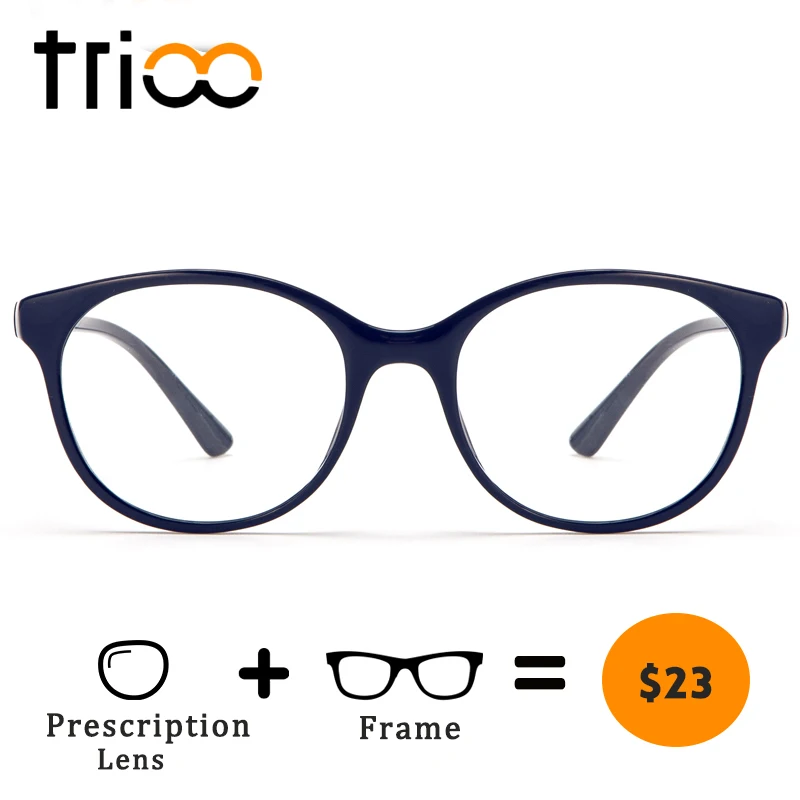 

TRIOO Navy Blue Myopia Glasses Women Prescription Eyeglasses Transparent Clear Lens Eyewear Computer Nearsighted Spectacles