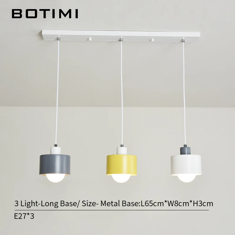 BOTIMI, белые, серые, желтые подвесные светильники для столовой, современные металлические абажуры, подвесные лампы, ресторанный декор, осветительные приборы - Цвет корпуса: 3 Light-Long Base