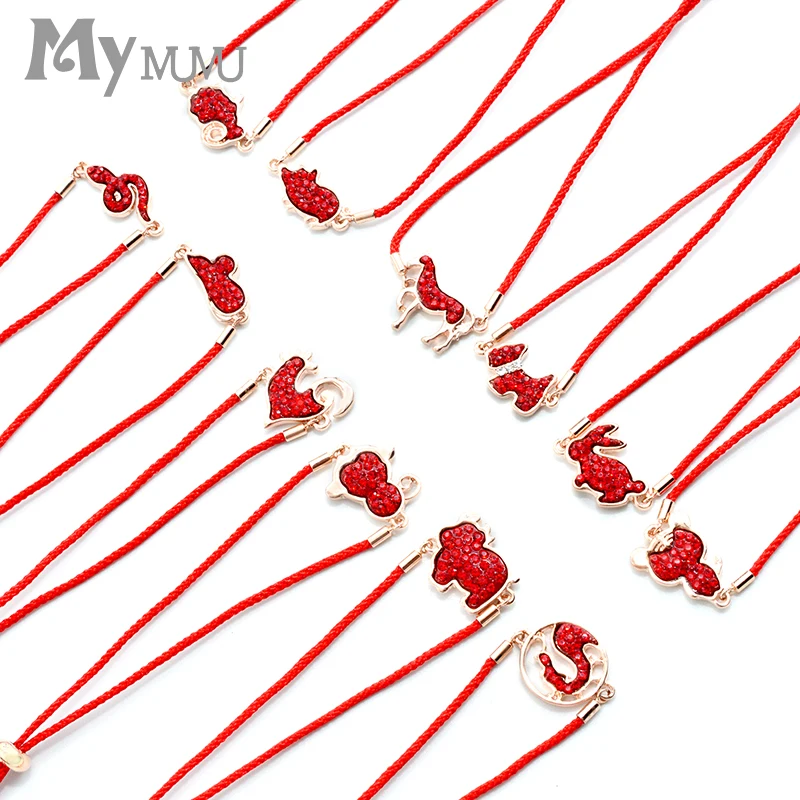 

Red rope bracelet female version of the simple student girlfriends 12 Zodiac couple women hand rope gift
