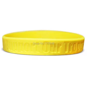 

100pcs Support Our Troops Yellow wristband silicone bracelets free shipping by epacket A