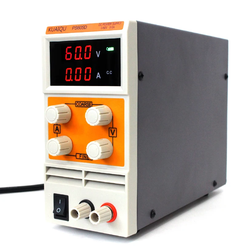 

KUAIQU mini DC Power Supply,Switching laboratory power supply, Digital Variable Adjustable power supply 0-60V 0-5A PS605D