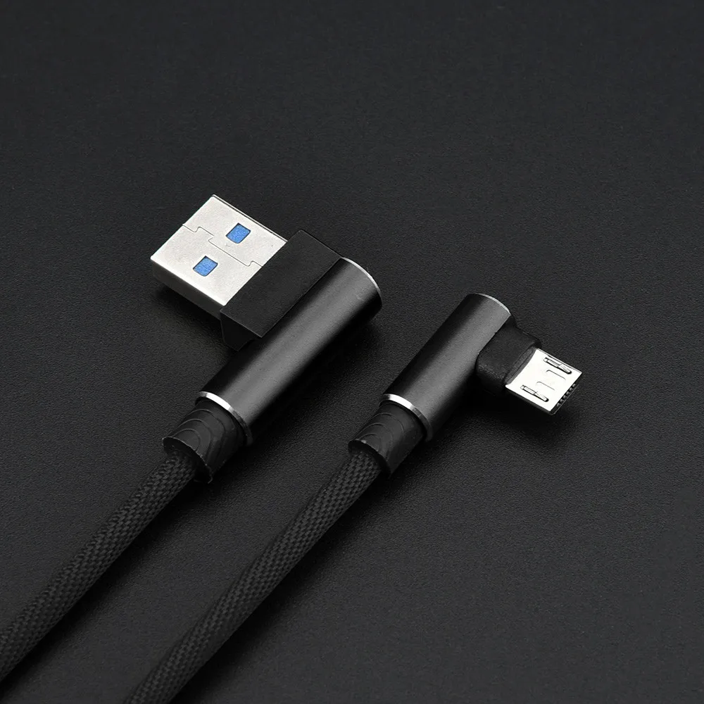 1 м Micro USB телефонный кабель 90 градусов под углом L форма V8 USB 2,0 зарядный кабель для передачи данных для телефона универсальные телефонные кабели# YL5