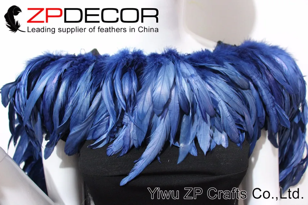 NAVY blue Rooster Schlappen Feathers Strung (14)