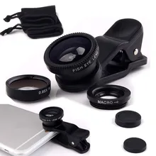 Fisheye Lens 3 in 1 mobile phone clip lenses fish eye wide angle macro camera lens for iphone 6s plus 5s/5 xiaomi huawei lenovo