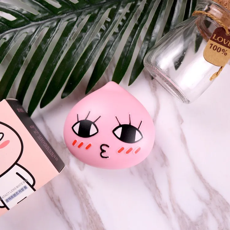 

Lovely pink colored eye contact lens case L ine with Mirror glasses case contact lens box L018