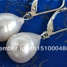 0017 14 мм белые пресноводные жемчужные серьги 925