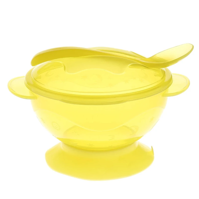 Противоскользящая детская посуда на присоске, детская посуда на присоске, гравитационная чаша, Прямая поставка - Цвет: Цвет: желтый