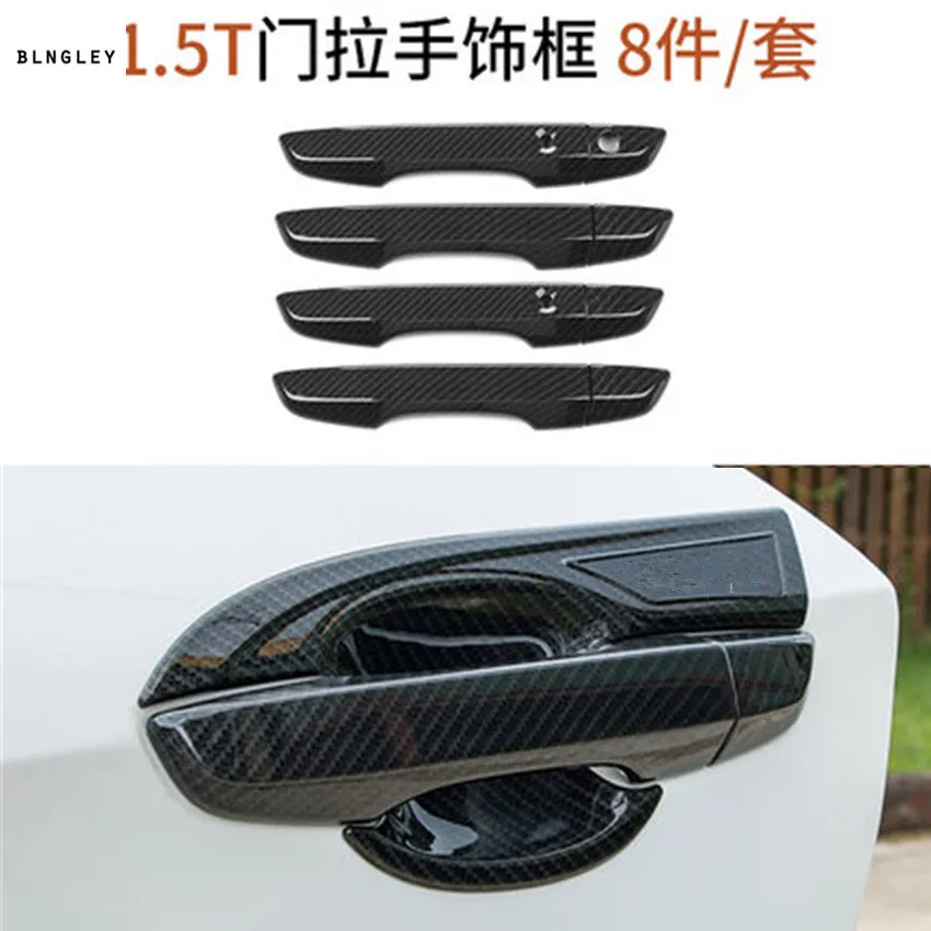 

Free shipping 8pcs/lot ABS carbon fiber grain Interior door shake handshandle decoration cover for 2016-2018 HONDA CIVIC MK10