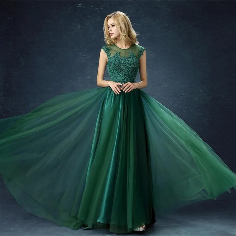 CEEWHY зеленые вечерние платья длинное платье Vestido de Festa А-силуэт Вышивка Вечерние платья суд поезд роскошное торжественное платье